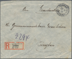 Deutsche Kolonien - Kiautschou - Besonderheiten: 1913 (22.11.), 4x4 Cents + 2 Cents (Eckmangel) Auf - Kiautchou