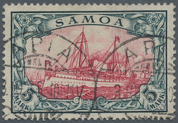 Deutsche Kolonien - Samoa: 1906, 5 Mark Schiffszeichnung Sauber Gestempelt "APIA", Die Marke Ist Far - Samoa