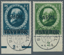 Deutsche Abstimmungsgebiete: Saargebiet: 1920, 5 M. Und 10 M. Zwei Luxus-Unterrandstücke Vom Feld 20 - Unused Stamps