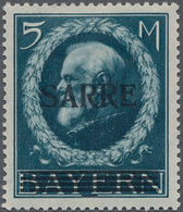Deutsche Abstimmungsgebiete: Saargebiet: 1920, 5 Mark Bayern-Aufdruck Mit ABART "fetter Kontrollstri - Neufs