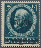 Deutsche Abstimmungsgebiete: Saargebiet: 1920. 5 Ma Bayern Mit Aufdrucke "SARRE", Gestempelt "Mittel - Unused Stamps