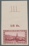 Deutsche Abstimmungsgebiete: Saargebiet: 1926, "50 C. Dunkelrotkarmin Ungezähnt", Postfrischer Oberr - Neufs