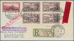 Deutsche Abstimmungsgebiete: Saargebiet: 1928, Portogerechter Luxusbrief Mit 3 Plattenfehlern Und Lu - Neufs