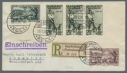 Deutsche Abstimmungsgebiete: Saargebiet: 1927, "20 + 20 C. Volkshilfe" Im Eckrand-Dreierstreifen Mit - Unused Stamps