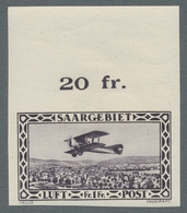 Deutsche Abstimmungsgebiete: Saargebiet: 1928, "1 Fr. Flugpost Ungezähnt", Postfrischer Wert Vom Obe - Neufs