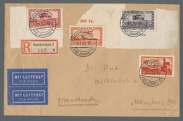 Deutsche Abstimmungsgebiete: Saargebiet: 1928, "1 Fr. Flugpost Mit Druckdatum", Eckrandwert Mit Zusa - Neufs