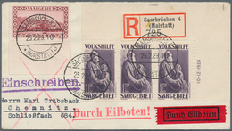 Deutsche Abstimmungsgebiete: Saargebiet: 1929, Luxus Rechter Oberrand-Eckrand 3er-Streifen Mit Kompl - Unused Stamps