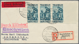 Deutsche Abstimmungsgebiete: Saargebiet: 1929, 1.50 Fr. Luxus - Waagerechter 3er-Streifen Mit Rechte - Neufs