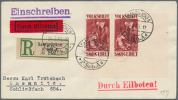 Deutsche Abstimmungsgebiete: Saargebiet: 1930, 2 Fr. Waagerechte Untere Rechte Luxus-Bogenecke Auf P - Unused Stamps