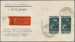 Deutsche Abstimmungsgebiete: Saargebiet: 1930, 3 Fr. Luxus-Oberrandpaar Der Linken Bogenecke - Links - Unused Stamps