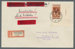 Deutsche Abstimmungsgebiete: Saargebiet: 1931, "10 Fr. Volkshilfe", Unterrandwert Mit Anhängendem Zw - Unused Stamps