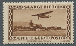 Deutsche Abstimmungsgebiete: Saargebiet: 1932, "5 Fr. Flugpost Mit PLF V", Ungebrauchter Wert In Tad - Neufs