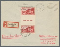 Deutsche Abstimmungsgebiete: Saargebiet: 1932, "90 C. Dunkelrot", Zwischenstegpaar Mit Maschinen-Wer - Unused Stamps