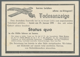 Deutsche Abstimmungsgebiete: Saargebiet: 1935 - Volksabstimmung, Vier Frankierte Propagandakarten Zu - Neufs