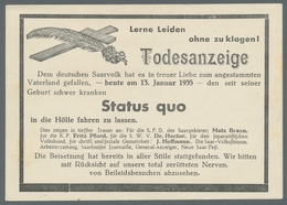 Deutsche Abstimmungsgebiete: Saargebiet: 1935 - Volksabstimmung, Vier Frankierte Propagandakarten Zu - Ungebraucht