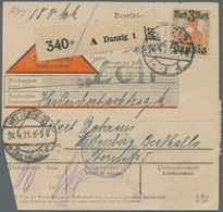 Danzig: 1921. 27.4., NN-Paketkarte V. Danzig 1 M. 3 Mk. Aufdr.-Mke. Und 3x 2 Mk. Kogge N. Wittenberg - Autres & Non Classés