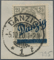 Danzig: 1920, 2 1/2 Pfg. Kleiner Innendienst Auf Briefstück, Pracht, Signiert Infla Berlin Und Stoye - Autres & Non Classés