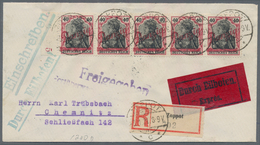 Danzig: Danzig Germany 1920 Issue 40pf So-called 'kleiner Innendienst' Multiple Frank (strip Of Five - Andere & Zonder Classificatie