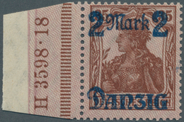 Danzig: 1920, 2 M. Auf 35 Pfg. Mit Doppeltem Netzunterdruck (Spitzen Nach Oben), Randstück Mit HAN " - Sonstige & Ohne Zuordnung