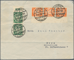 Danzig: 1932, 5 Pfg. Rollenmarke Auf X-Papier Im Senkrechten 3er-Streifen Vom Rechten Bogenrand Mit - Autres & Non Classés