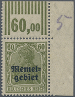 Memel: 1920, 60 Pfg. Germania, Hellbraunoliv, Senkrecht Geriffelte Gummierung, Tadellos Postfrisches - Memelgebiet 1923