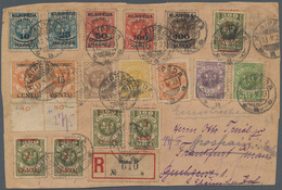 Memel: 1923 15 C. Auf 25 M. Lebhaftrötlichorange Mit Plattenfehler "Aufdruck "5" Statt 15" Zusammen - Memelgebiet 1923