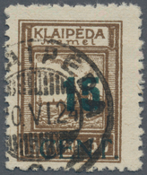Memel: 1923, 15 C. Auf 50 M., Grüner Aufdruck, Type IV = Ohne Annulierungsstriche Und Größerem Absta - Memel (Klaïpeda) 1923