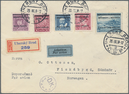 Dt. Besetzung II WK - Böhmen Und Mähren: 1939, 10 Kc Aufdruckwert MiF Auf R-Luftpost-Brief Von Uhers - Besetzungen 1938-45