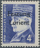 Dt. Besetzung II WK - Frankreich - Festung Lorient: 1945, 4 Fr Dkl'ultramarin Mit Aufdruck Postfrisc - Bezetting 1938-45