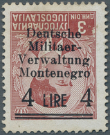 Dt. Besetzung II WK - Montenegro: 1943, 4 L. Auf 3 D. Lebhaftbraunrot Mit Kopfstehendem Aufdruck, Un - Occupazione 1938 – 45