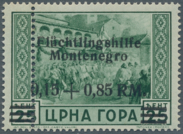 Dt. Besetzung II WK - Montenegro: 1944, 0,15+0,85 RM Mit Aufdruck "Flüchtlingshilfe" Auf 25 C Dunkel - Occupazione 1938 – 45