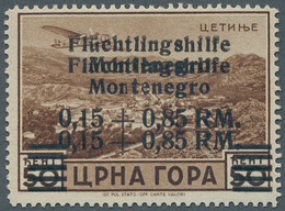 Dt. Besetzung II WK - Montenegro: 1944, 0,15+0,85 RM "Flüchtlingshilfe" Auf 50 C Orangebraun Mit Dop - Occupazione 1938 – 45