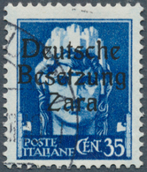 Dt. Besetzung II WK - Zara: 1943, 35 C. Freimarke Schwärzlichkobalt Mit Aufdruck In Type II, Gestemp - Besetzungen 1938-45