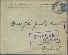 Zensurpost: 1914, Brief Aus Helsinki/Finnland 29.VII.14 Nach Hull/England, Aufgrund Des Kriegsausbru - Autres & Non Classés