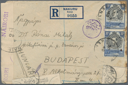 Zensurpost: 1940, Kenya/Uganda/Tanganyika, 30 C Violet-blue/black KGVI, Vertical Pair, Multiple Fran - Autres & Non Classés