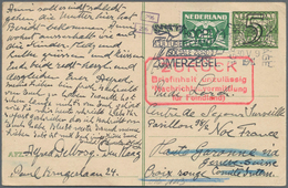 Zensurpost: 1941, Niederlande, 5 Auf 3 C Grün Ganzsachenkarte Mit Zfr 2 1/2 C Grün Von S'GRAVENHAGE, - Autres & Non Classés