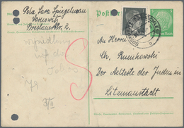 Ghetto-Post: 1943, GHETTO LITZMANNSTADT, 5 Pf Hindenburg GSK Mit Zusatzfrankatur 1 Pf Hitler, Absend - Autres & Non Classés