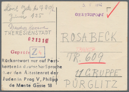 Ghetto-Post: 1942, Provisorische Karte Aus Theresienstadt Mit Violettem L1 "GHETTOPOST", Provisorisc - Autres & Non Classés