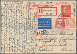 Ghetto-Post: 1943 (9.2.), 20 Öre-GA-KArte (zwei Nadellöcher) Mit Zusatzfranktur Als R-Karte Per Luft - Other & Unclassified