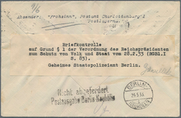 KZ-Post: 1933 (10.5.), Seltener Verschlußzettel "Briefkontrolle/auf Grund § 1 Der Verordnung Des Rei - Lettres & Documents