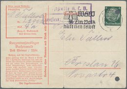 KZ-Post: KZ BUCHENWALD: 1938, Frühe Postkarte Von Weimar Nach Breslau, Viol. Zensur-Kastenstempel "P - Covers & Documents