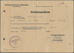 KZ-Post: KZ BUCHENWALD: 1939, Seltener Entlassungs-Schein Aus Dem KZ, Mit Kommandanturstpl. Und Unte - Covers & Documents