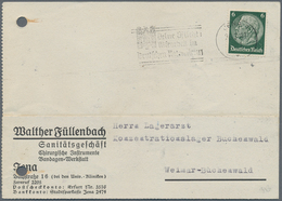 KZ-Post: KZ BUCHENWALD: 1941, Postkarte An Den Lagerarzt Von Einem Sanitätsgeschäft In Jena, Reg.-Lo - Covers & Documents