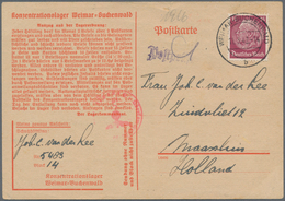 KZ-Post: KZ BUCHENWALD: 1942, Postkarte Eines Holländischen Gefangenen An Seine Frau In Holland. - Covers & Documents