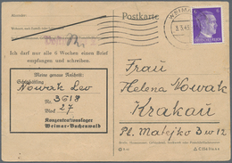 KZ-Post: KZ BUCHENWALD: 1943, Anschriften-Postkarte Aus Dem KZ Nach Krakau - Briefe U. Dokumente