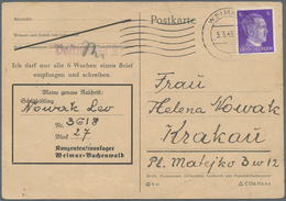 KZ-Post: KZ BUCHENWALD: 1943, Anschriften-Postkarte Aus Dem KZ Nach Krakau - Covers & Documents