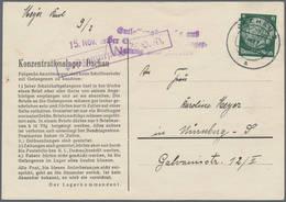 KZ-Post: KZ DACHAU: 1937, Frühe Postkarte Ohne Gefangenennummer Mit Seltenem Zusatzstempel "Entlassu - Briefe U. Dokumente