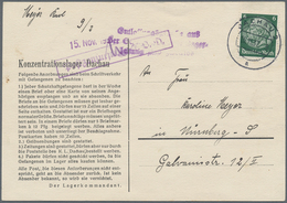 KZ-Post: KZ DACHAU: 1937, Frühe Postkarte Ohne Gefangenennummer Mit Seltenem Zusatzstempel "Entlassu - Lettres & Documents