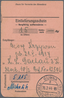 KZ-Post: KZ DACHAU: 1940/1944, 4 Einlieferungsscheine Für Geldempfang, Alle Für Den Gleichen Gefange - Briefe U. Dokumente