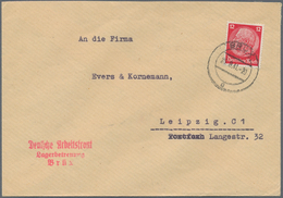 KZ-Post: KZ FLOSSENBÜRG: 1941, Briefumschlag Aus Dem Nebenlager BÜX Mit Seltenem Rotem L3 "Deutsche - Briefe U. Dokumente